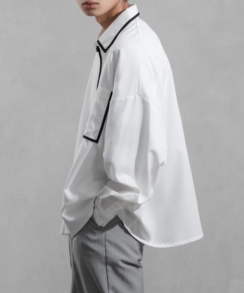 Adoon plain(アドーンプレーン)の「【Adoon plain】パイピングシャツ(シャツ/ブラウス・メンズ・オフホワイト/ブラック・MEDIUM/LARGE)」の12枚目の写真