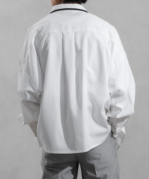 Adoon plain(アドーンプレーン)の「【Adoon plain】パイピングシャツ(シャツ/ブラウス・メンズ・オフホワイト/ブラック・MEDIUM/LARGE)」の10枚目の写真