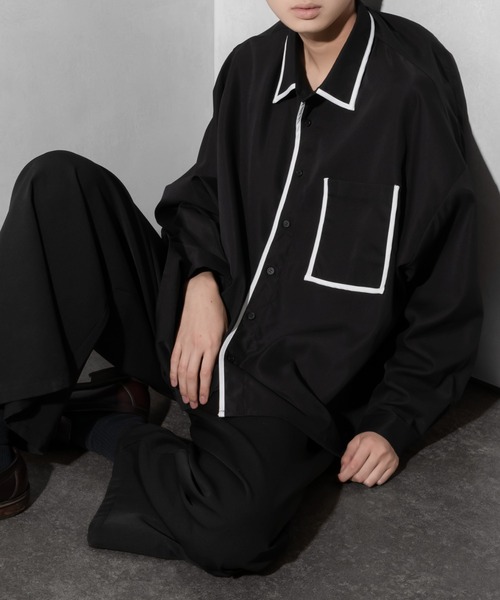 Adoon plain(アドーンプレーン)の「【Adoon plain】パイピングシャツ(シャツ/ブラウス・メンズ・オフホワイト/ブラック・MEDIUM/LARGE)」の22枚目の写真