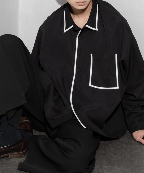 Adoon plain(アドーンプレーン)の「【Adoon plain】パイピングシャツ(シャツ/ブラウス・メンズ・オフホワイト/ブラック・MEDIUM/LARGE)」の21枚目の写真