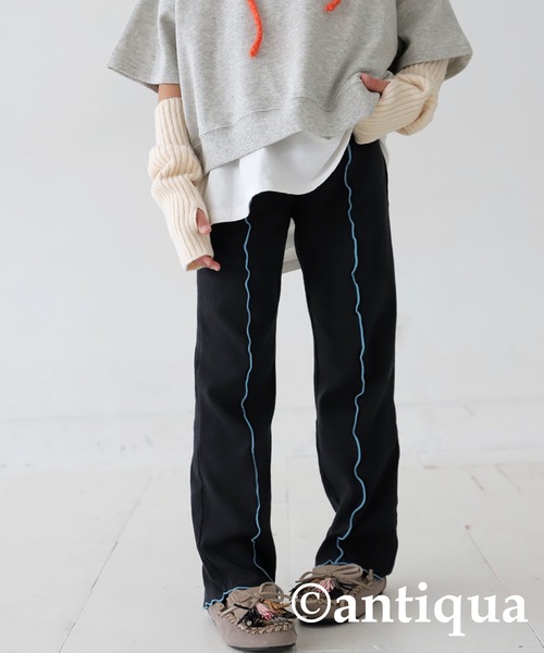 antiqua（アンティカ）の「配色メローパンツ（その他パンツ・キッズ・グリーン/グレー/ネイビー/ブラック・110/130/140/150/160/120）」の2枚目の写真
