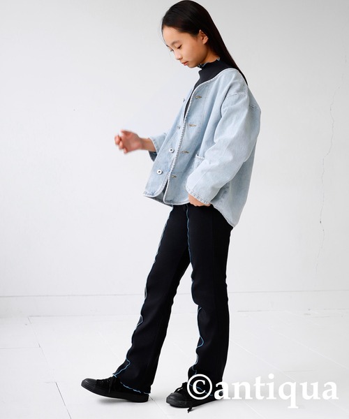 antiqua（アンティカ）の「配色メローパンツ（その他パンツ・キッズ・グリーン/グレー/ネイビー/ブラック・110/130/140/150/160/120）」の16枚目の写真