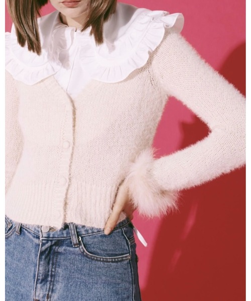 epine（エピヌ）の「fur mohair cardigan（カーディガン/ボレロ・レディース・アイボリー/ブラック・FREE）」の17枚目の写真