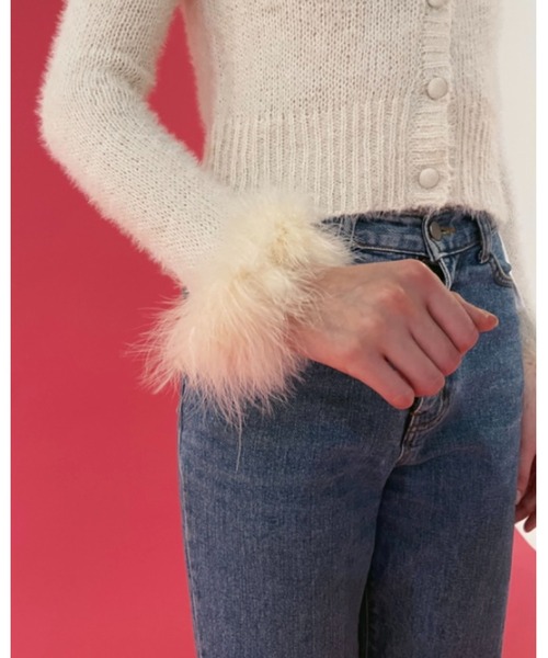epine（エピヌ）の「fur mohair cardigan（カーディガン/ボレロ・レディース・アイボリー/ブラック・FREE）」の9枚目の写真