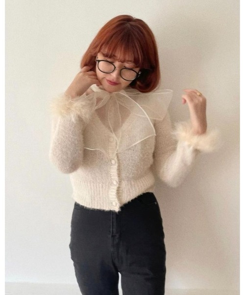 epine（エピヌ）の「fur mohair cardigan（カーディガン/ボレロ・レディース・アイボリー/ブラック・FREE）」の14枚目の写真