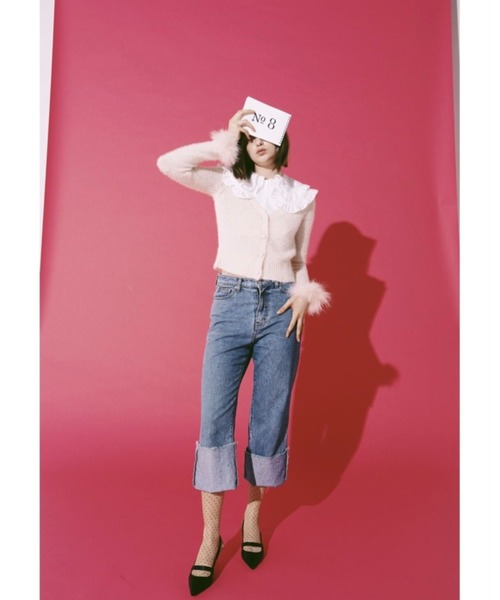 epine（エピヌ）の「fur mohair cardigan（カーディガン/ボレロ・レディース・アイボリー/ブラック・FREE）」の6枚目の写真