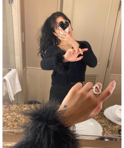 epine（エピヌ）の「fur mohair cardigan（カーディガン/ボレロ・レディース・アイボリー/ブラック・FREE）」の8枚目の写真