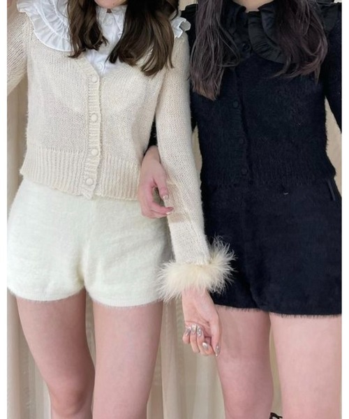 epine（エピヌ）の「fur mohair cardigan（カーディガン/ボレロ・レディース・アイボリー/ブラック・FREE）」の4枚目の写真
