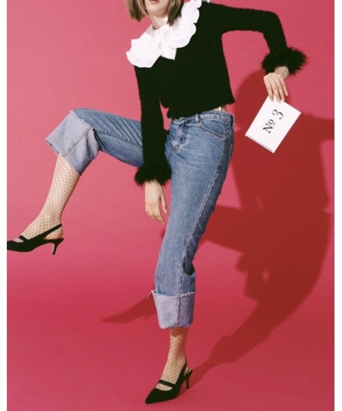 epine（エピヌ）の「fur mohair cardigan（カーディガン/ボレロ・レディース・アイボリー/ブラック・FREE）」の7枚目の写真