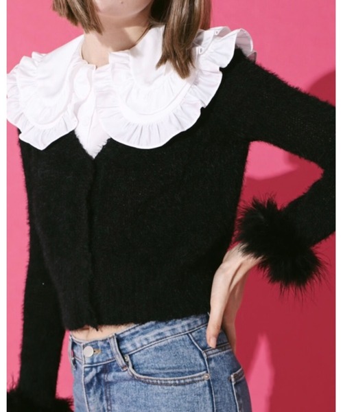 epine（エピヌ）の「fur mohair cardigan（カーディガン/ボレロ・レディース・アイボリー/ブラック・FREE）」の11枚目の写真