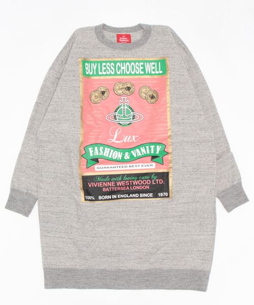 Vivienne Westwood(ヴィヴィアンウエストウッド)の「裏毛起毛BUY LESSCHOOSE WELLプリントクルーネックワンピース(ワンピース・レディース・ブラック/杢グレー・FREE)」の2枚目の写真