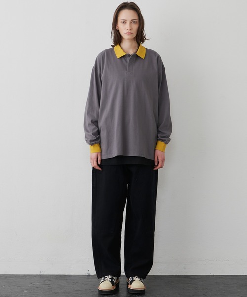 AIVER(アイバー)の「AIVER 16/-コーマ天竺L/Sリンガーポロシャツ(ポロシャツ・メンズ・ブラック/ナチュラル/チャコールグレー・SMALL/LARGE/MEDIUM)」の17枚目の写真