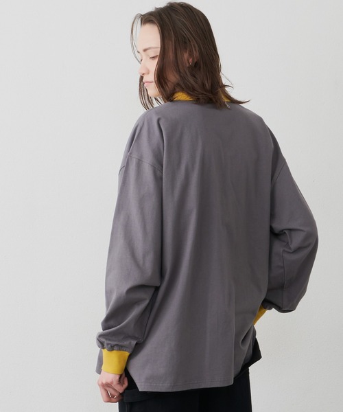 AIVER(アイバー)の「AIVER 16/-コーマ天竺L/Sリンガーポロシャツ(ポロシャツ・メンズ・ブラック/ナチュラル/チャコールグレー・SMALL/LARGE/MEDIUM)」の15枚目の写真