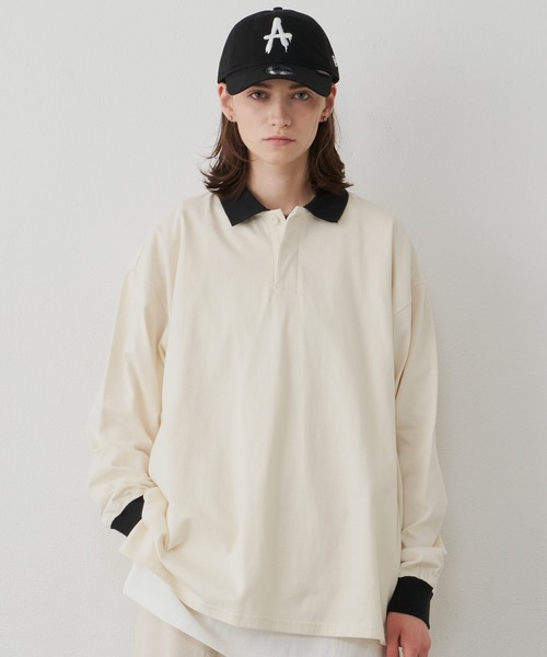 AIVER(アイバー)の「AIVER 16/-コーマ天竺L/Sリンガーポロシャツ(ポロシャツ・メンズ・ブラック/ナチュラル/チャコールグレー・SMALL/LARGE/MEDIUM)」の21枚目の写真