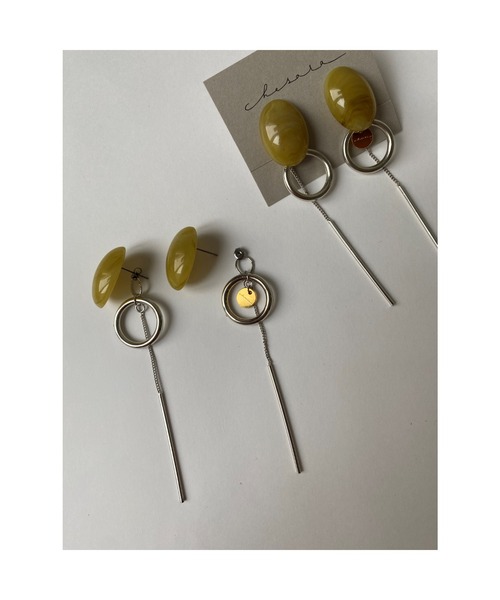 tone(トーン)の「【Chesara】【2way】ピスタチオグリーン×シルバーピアス(MA)(ピアス(両耳用)・レディース・グリーン・FREE)」の3枚目の写真