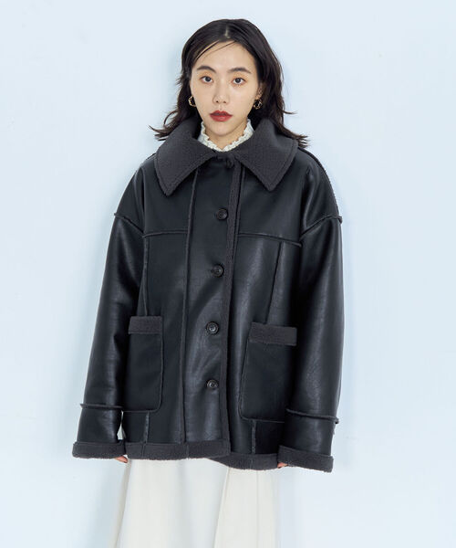 fredy emue（フレディエミュ）の「フェイクムートン ボアブルゾン