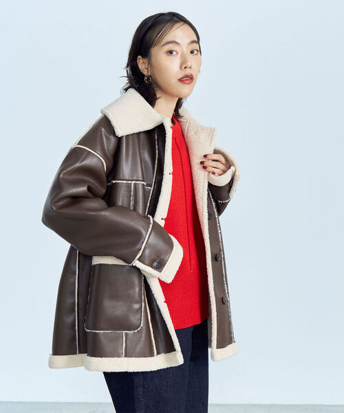 fredy emue（フレディエミュ）の「フェイクムートン ボアブルゾン