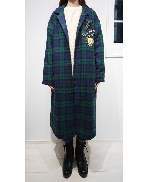 CRYSTAL BALL（クリスタルボール）の「ライトメルトンオーバーコート（ダッフルコート・レディース・ブラック×グリーン/グレー/ブラウン・FREE）」の4枚目の写真