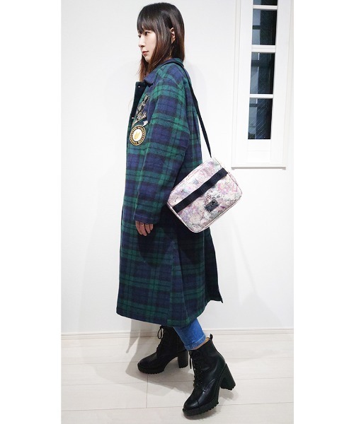 CRYSTAL BALL（クリスタルボール）の「ライトメルトンオーバーコート（ダッフルコート・レディース・ブラック×グリーン/グレー/ブラウン・FREE）」の9枚目の写真