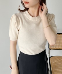 パフスリーブコンパクトリブニット