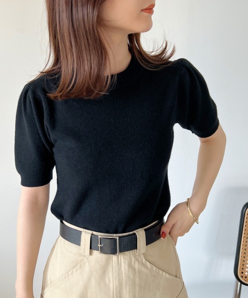 CLEA（クレア）の「パフスリーブコンパクトリブニット（Tシャツ/カットソー・レディース・アイボリー/カーキ/ブラック・FREE）」の14枚目の写真