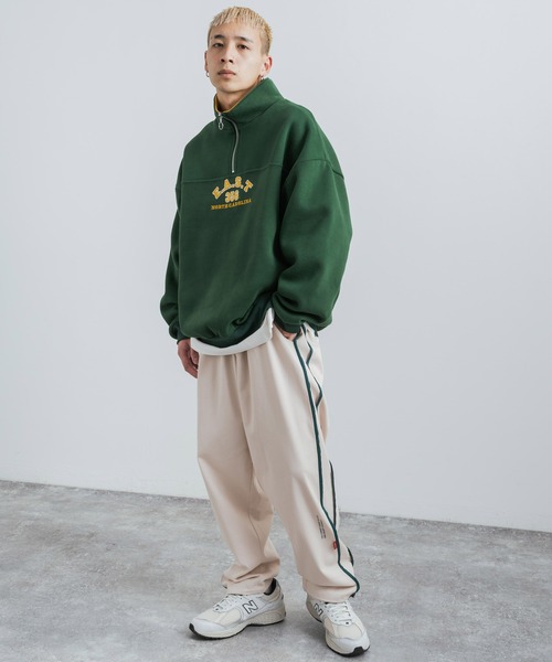 Rocky Monroe(ロッキーモンロー)の「カレッジ風ロゴ裏起毛ハーフジップ スタンドネック スウェット/オーバーサイズ トレーナー(スウェット・メンズ・グリーン/マスタード/ブラウン/グレー・L/M)」の13枚目の写真