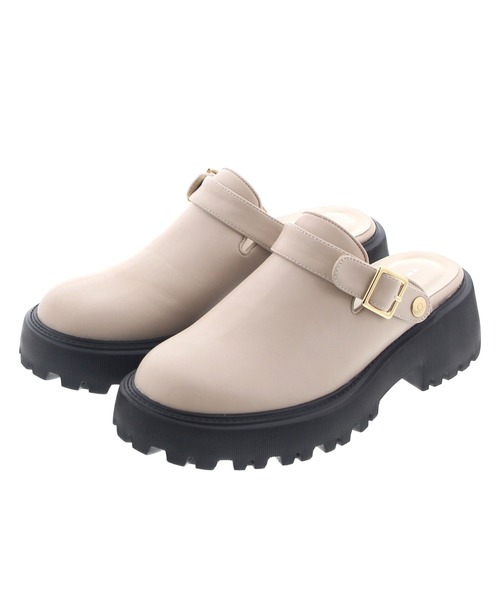 JELLY BEANS(ジェリービーンズ)の「2WAYトラックソールサボミュールサンダル(215-10078)JELLY BEANS(ジェリービーンズ)(サンダル・レディース・アイボリー/その他/ブラック・S/M/L)」の1枚目の写真