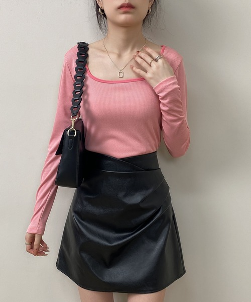 MAISON DE THERESE(メゾン ド テレーズ)の「スクエアネックニット長袖Tシャツ(Tシャツ/カットソー・レディース・ピンク/ブラック/グリーン/イエロー/グレー/ブルー・M/L)」の17枚目の写真