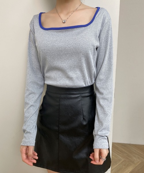 MAISON DE THERESE(メゾン ド テレーズ)の「スクエアネックニット長袖Tシャツ(Tシャツ/カットソー・レディース・ピンク/ブラック/グリーン/イエロー/グレー/ブルー・M/L)」の18枚目の写真