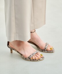 green label relaxing | パテッドベルト サンダル(4.5cmヒール)(サンダル)
