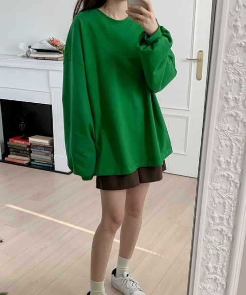 fd style(エフディ スタイル)の「シャーリングボックスパフティー(Tシャツ/カットソー・レディース・White/Black/DK.Grn・FREE)」の6枚目の写真