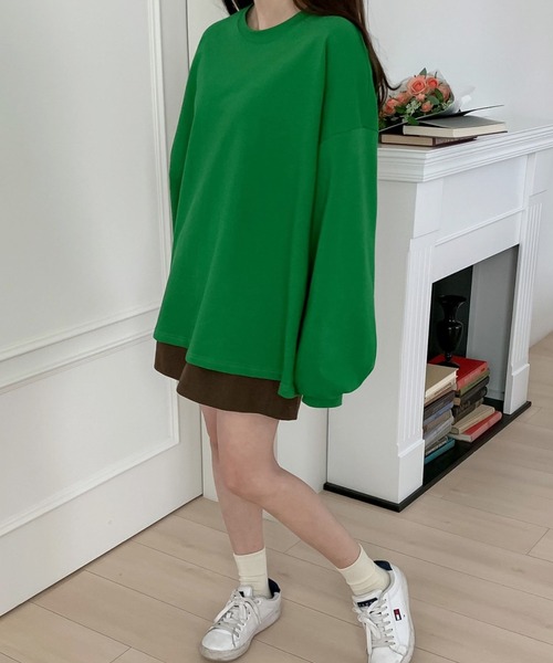 fd style(エフディ スタイル)の「シャーリングボックスパフティー(Tシャツ/カットソー・レディース・White/Black/DK.Grn・FREE)」の7枚目の写真