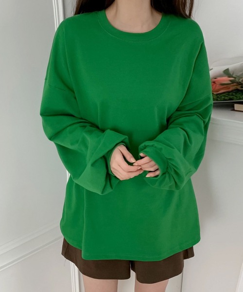 fd style(エフディ スタイル)の「シャーリングボックスパフティー(Tシャツ/カットソー・レディース・White/Black/DK.Grn・FREE)」の8枚目の写真