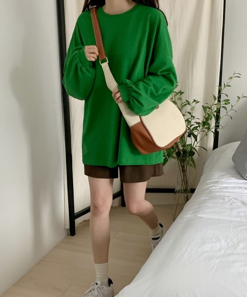 fd style(エフディ スタイル)の「シャーリングボックスパフティー(Tシャツ/カットソー・レディース・White/Black/DK.Grn・FREE)」の10枚目の写真