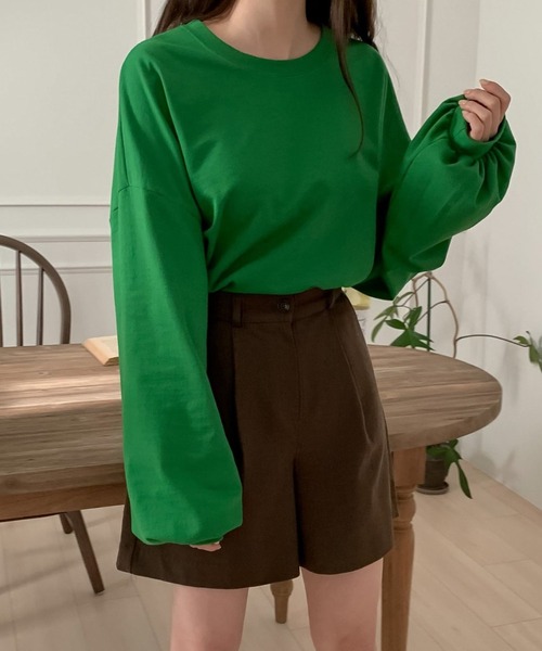 fd style(エフディ スタイル)の「シャーリングボックスパフティー(Tシャツ/カットソー・レディース・White/Black/DK.Grn・FREE)」の14枚目の写真