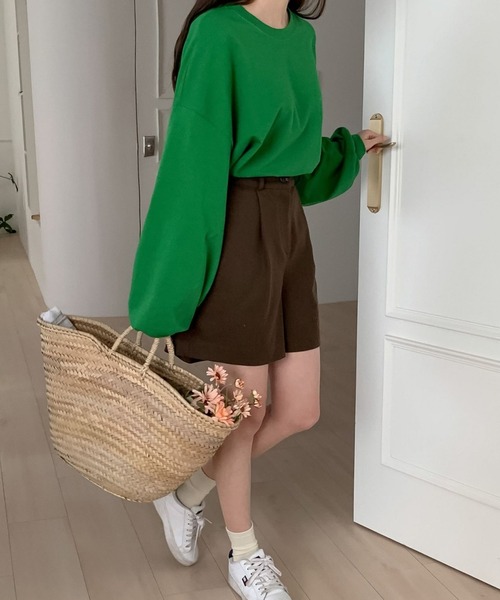 fd style(エフディ スタイル)の「シャーリングボックスパフティー(Tシャツ/カットソー・レディース・White/Black/DK.Grn・FREE)」の15枚目の写真