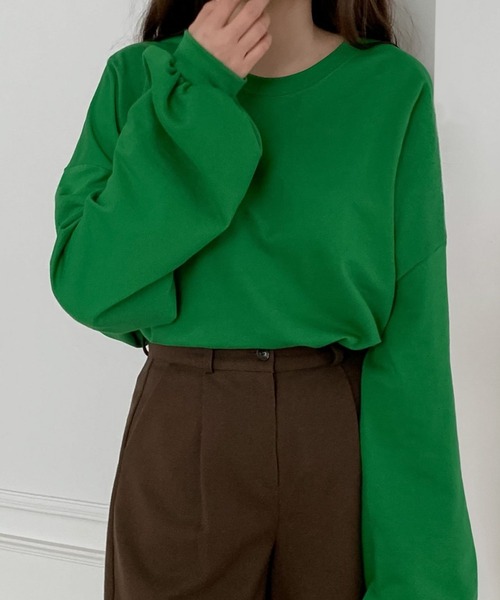 fd style(エフディ スタイル)の「シャーリングボックスパフティー(Tシャツ/カットソー・レディース・White/Black/DK.Grn・FREE)」の17枚目の写真