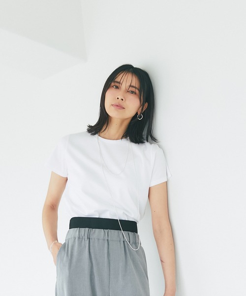 RIVE DROITE(リヴドロワ)の「コンパクトサイズになって登場/スーピマコットンコンパクトTシャツ(Tシャツ/カットソー・レディース・ネイビー/オフホワイト/ブラウン・FREE)」の15枚目の写真