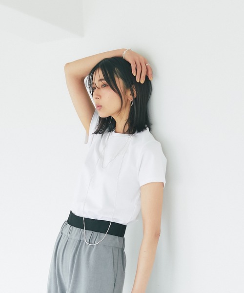 RIVE DROITE(リヴドロワ)の「コンパクトサイズになって登場/スーピマコットンコンパクトTシャツ(Tシャツ/カットソー・レディース・ネイビー/オフホワイト/ブラウン・FREE)」の10枚目の写真