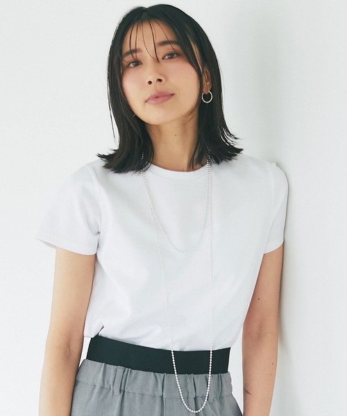 RIVE DROITE(リヴドロワ)の「コンパクトサイズになって登場/スーピマコットンコンパクトTシャツ(Tシャツ/カットソー・レディース・ネイビー/オフホワイト/ブラウン・FREE)」の6枚目の写真
