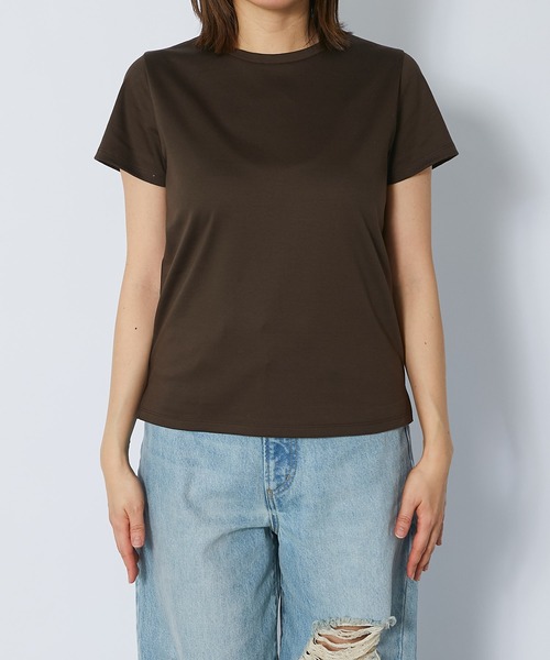 RIVE DROITE(リヴドロワ)の「コンパクトサイズになって登場/スーピマコットンコンパクトTシャツ(Tシャツ/カットソー・レディース・ネイビー/オフホワイト/ブラウン・FREE)」の18枚目の写真