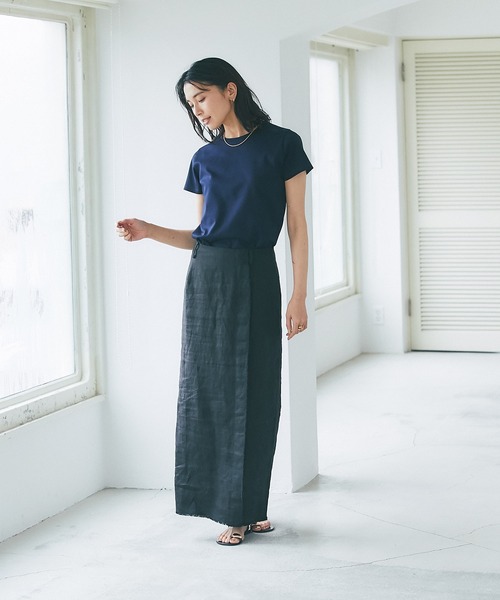 RIVE DROITE(リヴドロワ)の「コンパクトサイズになって登場/スーピマコットンコンパクトTシャツ(Tシャツ/カットソー・レディース・ネイビー/オフホワイト/ブラウン・FREE)」の13枚目の写真