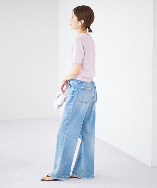 plage（プラージュ）の「5G CO 半袖ニット（ニット/セーター・レディース・ホワイト/ラベンダー/ベージュ・FREE）」の7枚目の写真