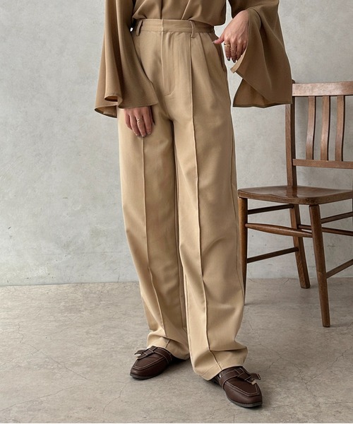 apres jour clair（アプレジュールクレア）の「【apres jour clair】ストレートパンツ【ZOZOTOWN限定アイテム】（その他パンツ・レディース・ダークブラウン/ライトベージュ・SMALL/X-LARGE/MEDIUM）」の2枚目の写真