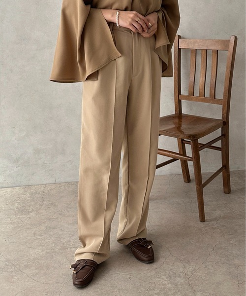 apres jour clair（アプレジュールクレア）の「【apres jour clair】ストレートパンツ【ZOZOTOWN限定アイテム】（その他パンツ・レディース・ダークブラウン/ライトベージュ・SMALL/X-LARGE/MEDIUM）」の3枚目の写真