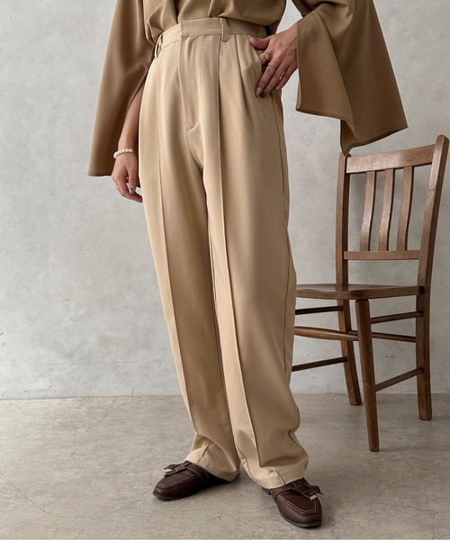 apres jour clair（アプレジュールクレア）の「【apres jour clair】ストレートパンツ【ZOZOTOWN限定アイテム】（その他パンツ・レディース・ダークブラウン/ライトベージュ・SMALL/X-LARGE/MEDIUM）」の4枚目の写真