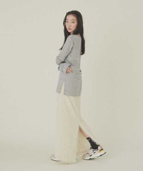 GIUNON(ジウノン)の「long sheer tops / ロングシアートップス(Tシャツ/カットソー・レディース・イエロー/グレー/ピンク/ライトブルー・FREE)」の11枚目の写真