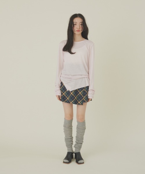 GIUNON(ジウノン)の「long sheer tops / ロングシアートップス(Tシャツ/カットソー・レディース・イエロー/グレー/ピンク/ライトブルー・FREE)」の5枚目の写真