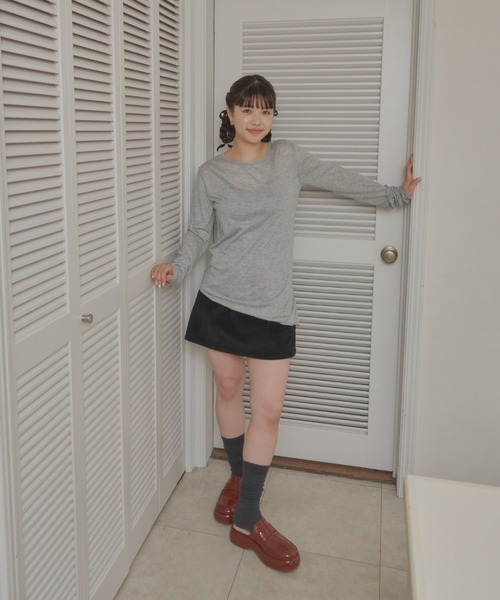 GIUNON(ジウノン)の「long sheer tops / ロングシアートップス(Tシャツ/カットソー・レディース・イエロー/グレー/ピンク/ライトブルー・FREE)」の18枚目の写真