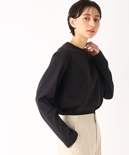 OPAQUE.CLIP（オペークドットクリップ）の「◆シルキースーピマ ロングスリーブカットソー（Tシャツ/カットソー・レディース・ブラック/ホワイト系/ベージュ・38/40/36）」の22枚目の写真